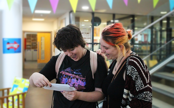 Jubilant students at Highbury Campus