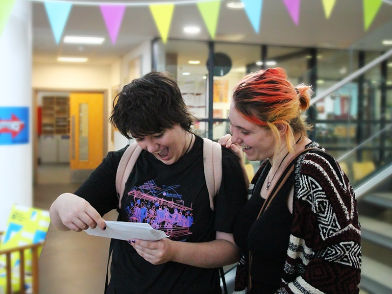 Jubilant students at Highbury Campus